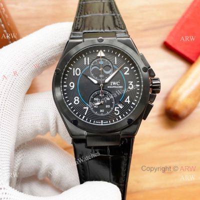 New! Copy IWC Ingenieur Quartz Chronograph Solid Black Watch 42mm
